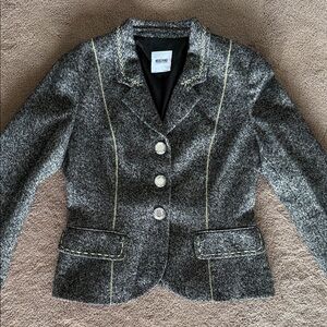 Moschino Charcoal Blazer with Crystal Buttons